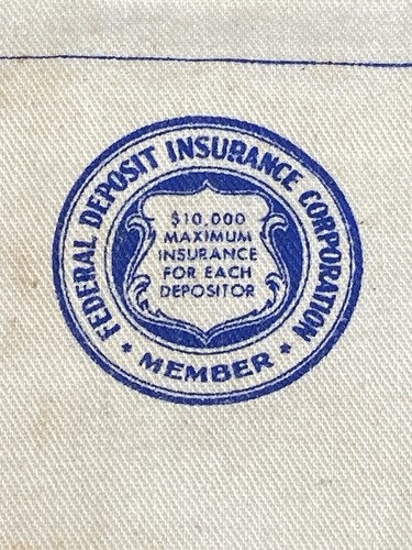 Vtg Small Cash Money Cloth Canvas Bag Oshkosh National Bank Wisconsin FDIC Logo - Picture 4 of 5