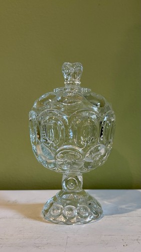 LE Smith 8” Clear Glass Moon and Stars Lidded Compote Candy Dish - Vintage - Picture 6 of 11