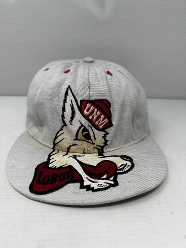 Vintage 90er 80er University of New Mexico Lobos UNM klassische Druckknopflasche Mütze hergestellt in den USA