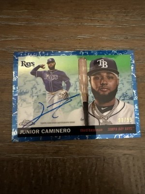 2025 Topps Chrome Platinum Anniversary Junior Caminero Auto /99 Blue Toile Ref