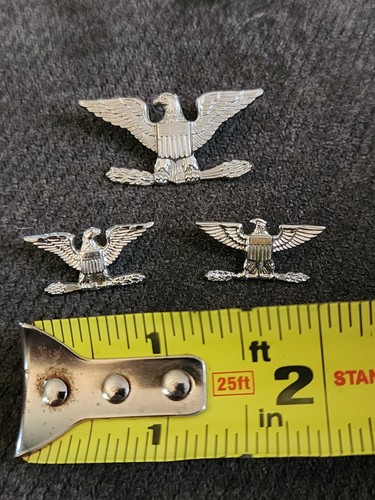 Sterling Silber Colonel US Army Rang Abzeichen Pin Set Vogel Häuptling US Eagle (3)