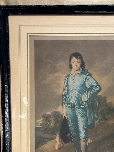 Blue Boy Künstler Thomas Gainsborough Radierung von E Wardle Bleistift signiert antik - Bild 8 von 8
