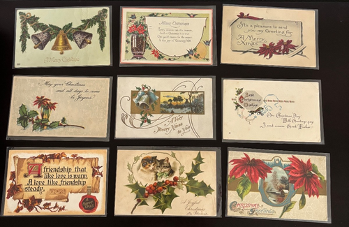 Antique Christmas Postcard Lot Dove, Holly, Bells, Children, Many Embossed - Picture 4 of 5