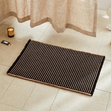 TYUU Waffle Bath Mat, Boho Bathroom 1'8" X 2'6" Rectangular , Khaki Black