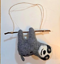 Primitives By Kathy Wool Felt Hanging Sloth Ornament 3 inch Long