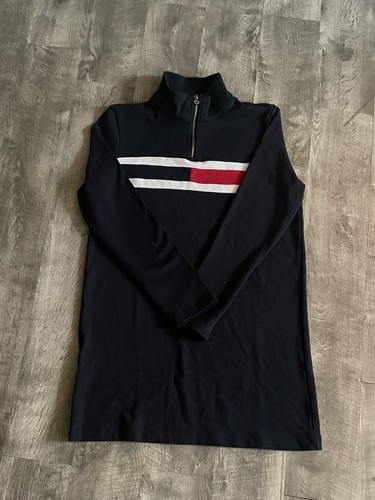 Tommy Hilfiger Quarter Zip Sweatshirt Dress Navy Size Small A41K1KTC Syz - Picture 1 of 4