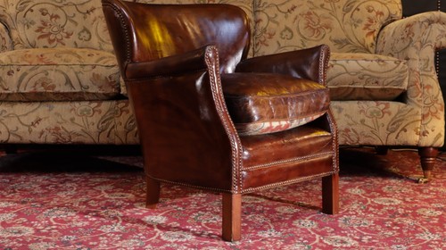 Superb Timothy Oulton Halo Professor Club Library Leather Armchair Vintage Cigar - Picture 5 of 19