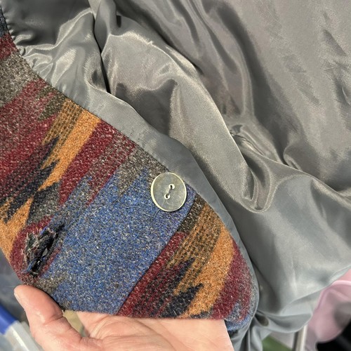 Andrea Marin Mantel Damen groß bunt Kapuze Wollmischung Azteken Boho Southwest - Bild 12 von 15