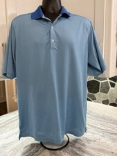 Donald Ross Shirt Men's Medium Blue White Striped Performance Polo Golf Logo M