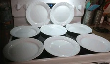 CORELLE ENHANCEMENTS 10.25" DINNER PLATE White Swirl Rim Set Of 8