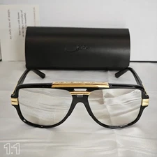 Cazal Sunglasses Horizontal Logo Black Golden Frame Glasses Reflective Lens