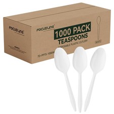 1000 Pack Plastic Teaspoons White, Disposable Spoons Bulk, Heat Resistant Dis...