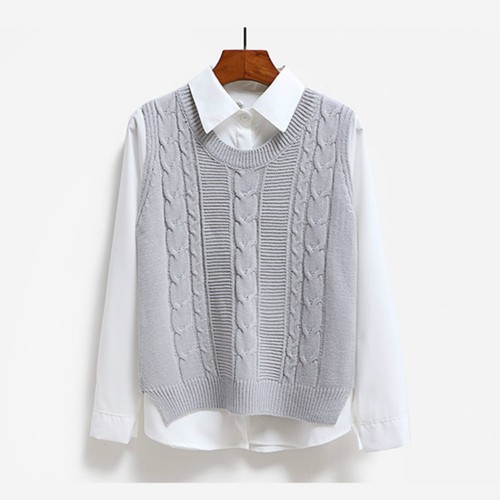 Women Knit Vest Jumper Pullover Student Sleeveless Sweater Tops Knitwear Casual - Picture 6 of 16