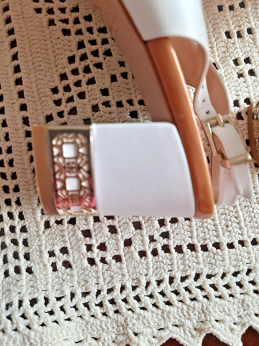 Carlo Pazolini White Leather Block Heel Sandals with Sling back strap UK 3.5 - Picture 5 of 8