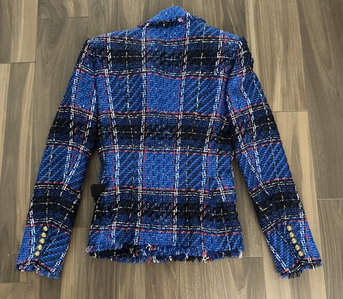 Balmain Blazer blau kariert Print Damen Größe - 38  - Bild 2 von 7