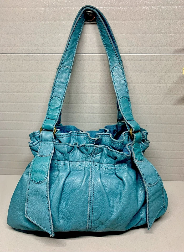 TOTE/HOBO/BOLSO DE MANO Couture LUCKY BRAND cuero de vaca azul verdoso Foto 3 de 4