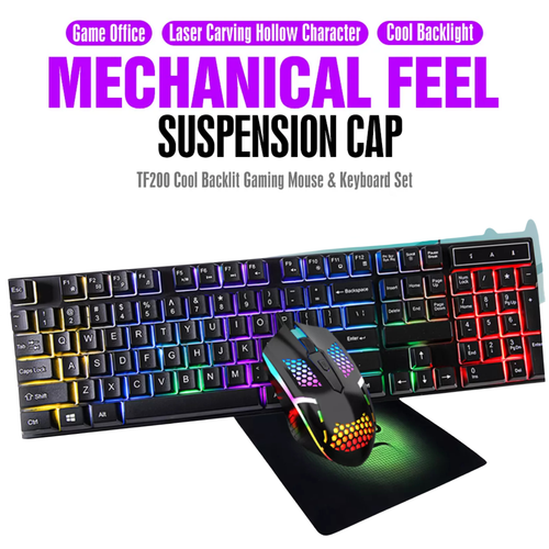 Ergonomic Wired Gaming Keyboard Mouse Mousepad LED Backlight Black for PC Laptop - Picture 5 of 24