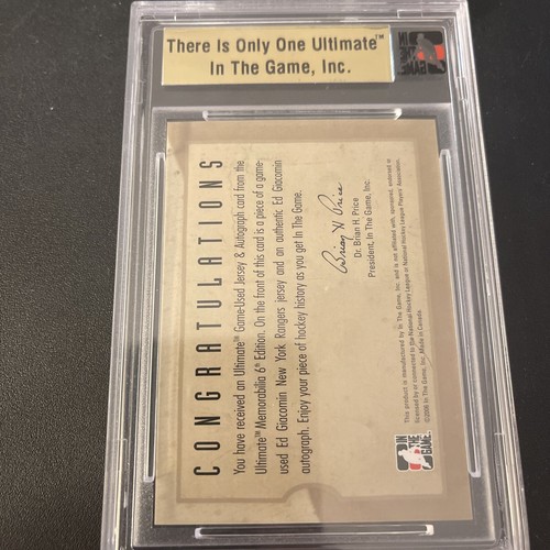 2005/06 In The Game Ultimate Memorabilia 6th Ed Ed Glacomin 4/50Game Used/auto - Picture 5 of 5
