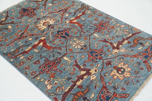 3 x 5 ft Blue Bidjar Oriental Afghan Hand Knotted Traditional Area Rug - 第 5/16 張圖片