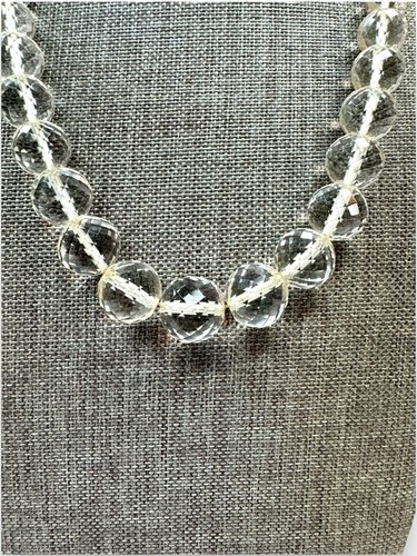 Art Deco Faceted Crystal Box Clasp Necklace 17.5”  - Picture 2 of 7