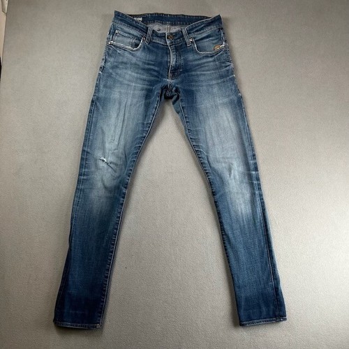 G-Star Jeans Mens 31x32 Blue Raw 1 Revend Super Slim Skinny Whiskering Preppy
