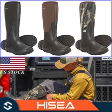 HISEA Men Rain Boots Waterproof Insulated Neoprene Rubber Outdoor Mud Work Boots