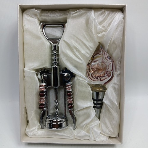 Murano Art Deco Collection Wine Bottle Stopper And Wine Bottle Opener