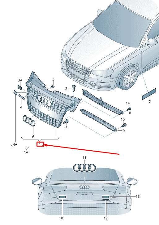 AUDI A5 SPORTBACK 8T RADIATOR GRILLE 8T0853651N 1RR 8T0853651N1RR