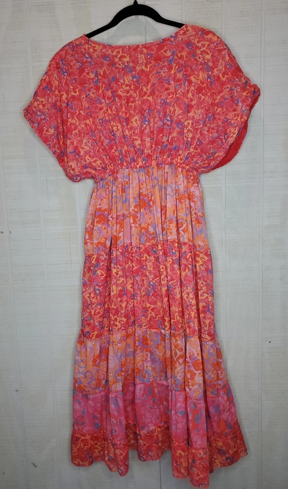 VTG Jane Ashley Dress Sz Cotton Sundress Floral Pink Tiered Cottagecore Prairie - Image 2 of 4