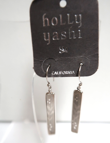 New Holly Yashi Reversible Rectangular Drop Earrings Silver/Multicolor Floral - Picture 2 of 6