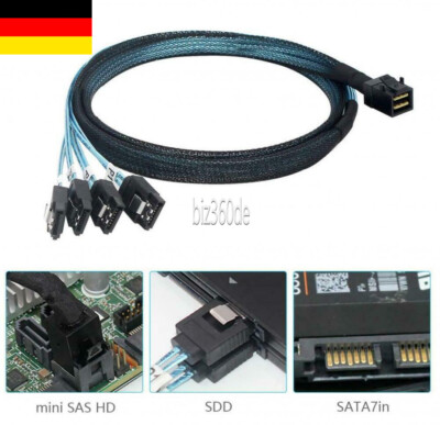 50cm Internal Mini SAS SFF8643 Host to 4 SATA Target Kabel Raid Controller Hard