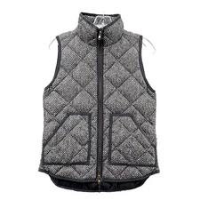J.Crew Vest Women XXS Gray White Chevron Quilted Goose Down Puffer Jacket Casual