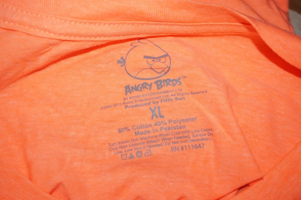 Angry Birds DJ птица футболка подростков XL резинке яркий безопасности персиковый оранжевый - Изображение 3 из 3