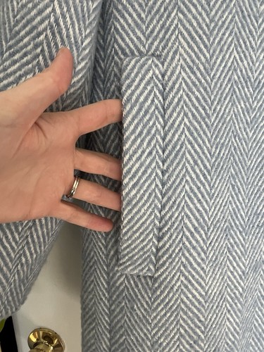 NWT J. Crew Herringbone City Coat in Pale Seascape Chevron Blue Size 00 Petite - Picture 6 of 9