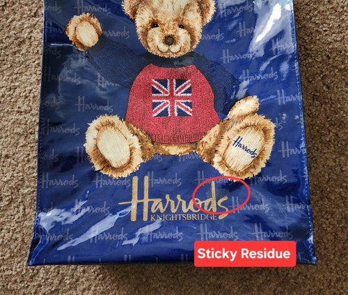 VTG Harrods Knightsbridge Shopping Tote Bag Teddy Bear London Cotton PVC Coated - Picture 9 of 23
