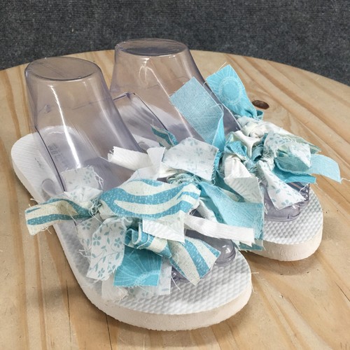 Old Navy Sandals Womens 7-8 Flipflop White Slip On Comfort Open Toe Casual Flats - Picture 3 of 16