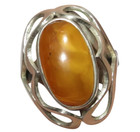 C.1940's Vintage Retro 800 Continental Silver Genuine Butterscotch Amber Ring