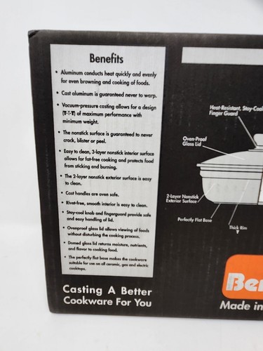 NIB Berndes 2.5 Quart Nonstick Dutch Oven Silver w Glass Lid NEW Handle Covers - Picture 17 of 24