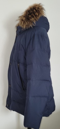 PAUL STUART wasserabweisender Daunenparka/Jacke mit Waschbärfellbesatz XXL dunkelblau - Bild 17 von 23