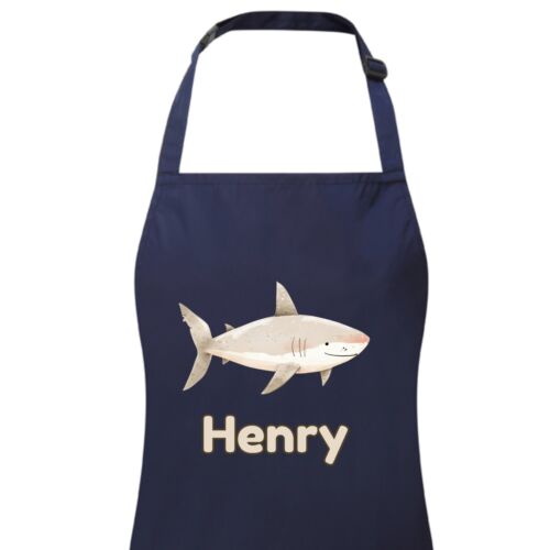 Delantal personalizado impermeable para niños tiburón cualquier nombre. Cocina artesanal para hornear. Niño niña - Imagen 8 de 11
