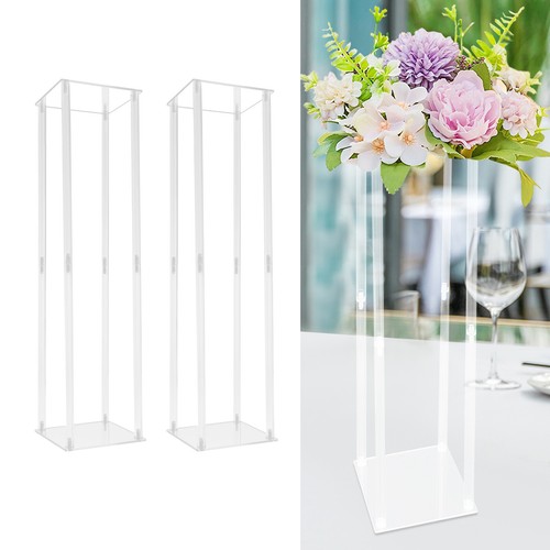 2PCS 39" Acrylic Flower Stand Column Vase Centerpieces Clear Wedding Decoration