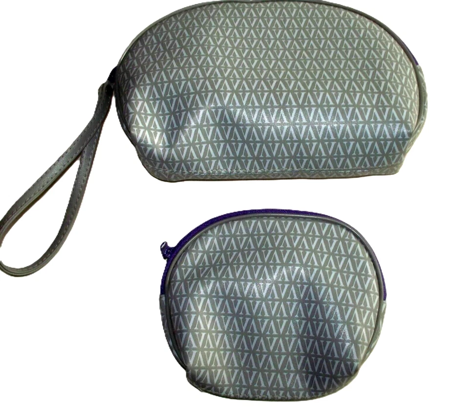 Bolsa de Cosméticos Avon, Estuche, Bolsa de Maquillaje de Viaje, Juego de 2 Colores Gris y Púrpura Foto 3 de 4