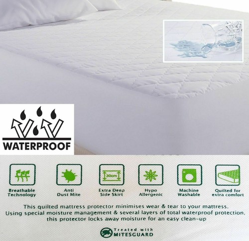40 cm Extra Profundo Acolchado Impermeable Colchón Protector Doble King Cubierta - Imagen 2 de 26