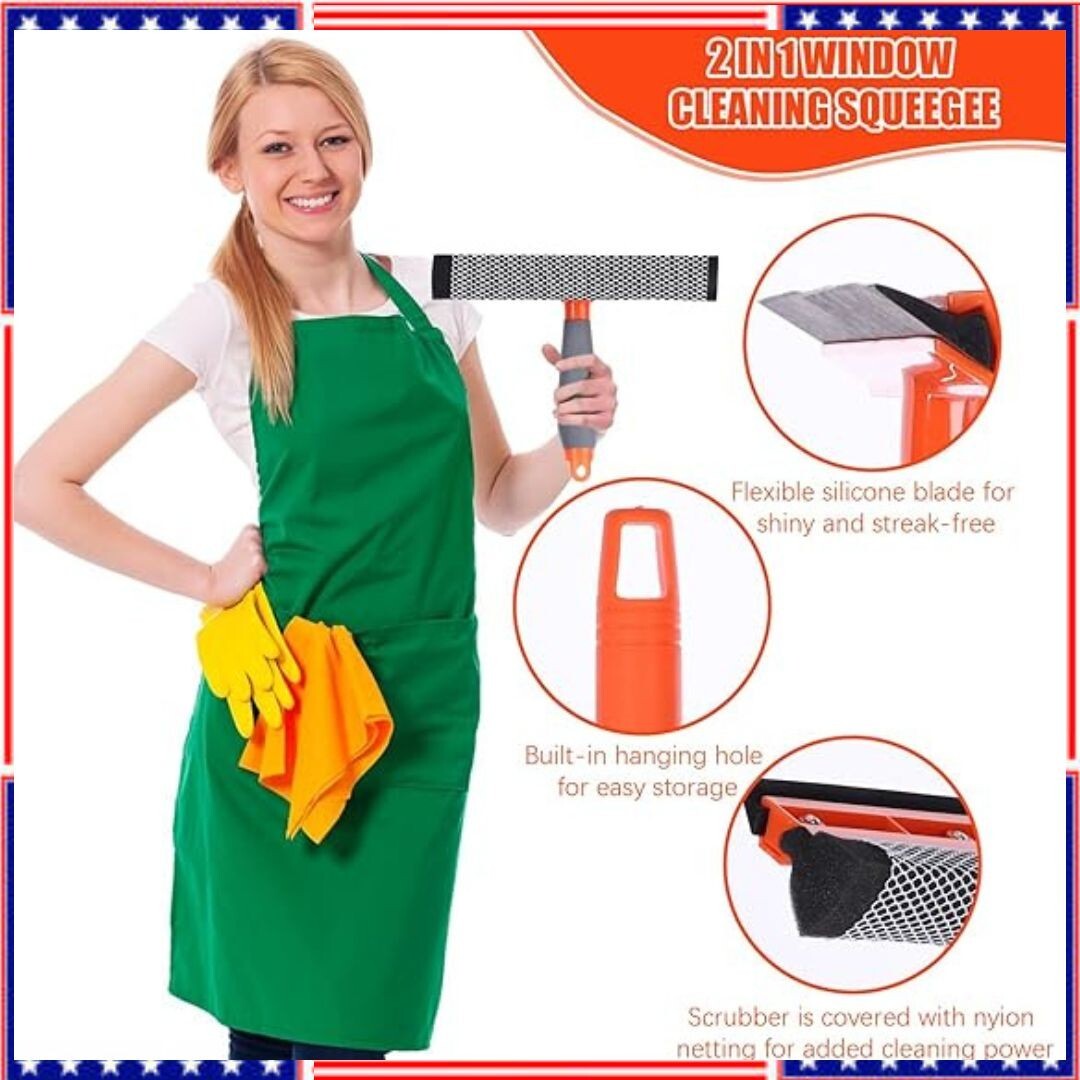 Windshield Cleaner Tool 2 in 1 Car Window Squeegee with Extendable Handle