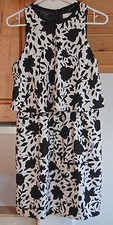 NWT Ann Taylor LOFT sleeveless blouson dress - size 4 - polyester, black, cream