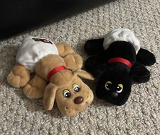 Pound Puppies Classic Newborns 2019 Hasbro 7  Plushes Lot Of 2 Brown And Black