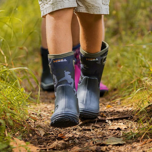 HISEA Premium Kid's Rain Boots Neoprene Waterproof Insulated Outdoor Mud Boots - Picture 5 of 55