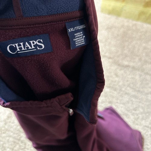 Chaps full zip fleece vest men’s 2XL burgundy navy blue nwt - Picture 5 of 6