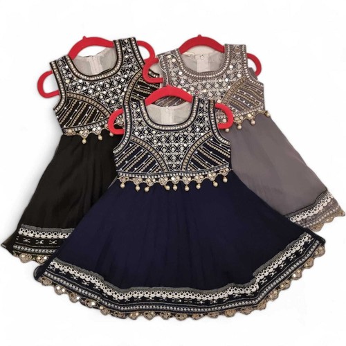 SALE! Girls Pakistani/Indian Shalwar Kameez Long Chiffon Dress +Trouser 2-10 Yr - Picture 26 of 28