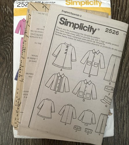 Toddler Girls Boys Coats Jackets Pants Hat Sizes 1/2-4 Simplicity 2526 - Picture 4 of 7
